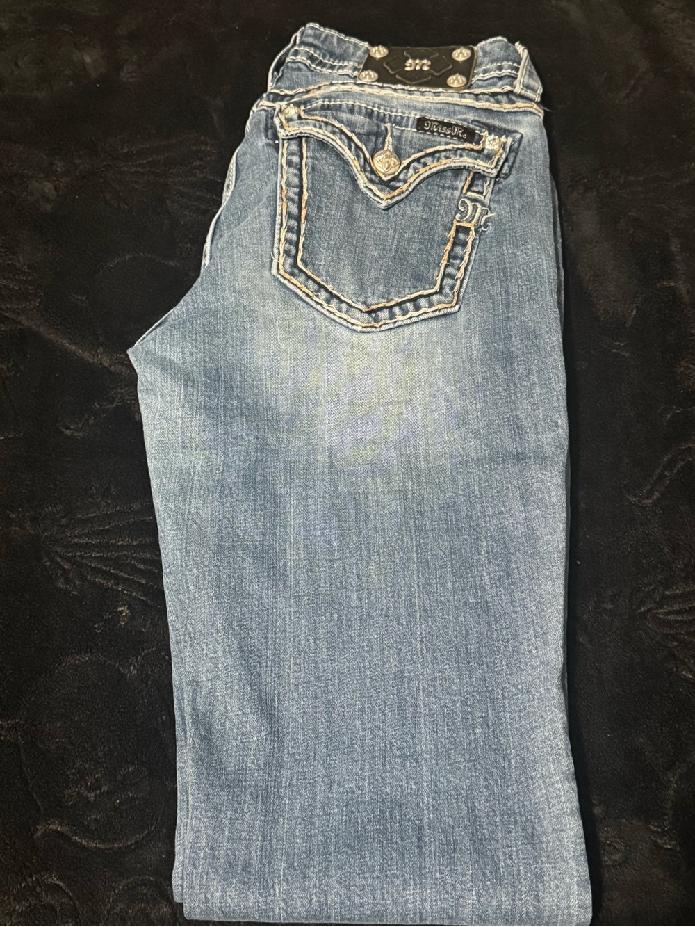 Miss Me Size 30 Light Blue Embroidered Boot Cut Jeans